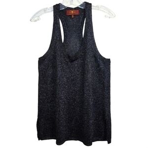 7 For All Mankind Navy & Silver Metallic Knit Tank Top, Size M ~ EUC